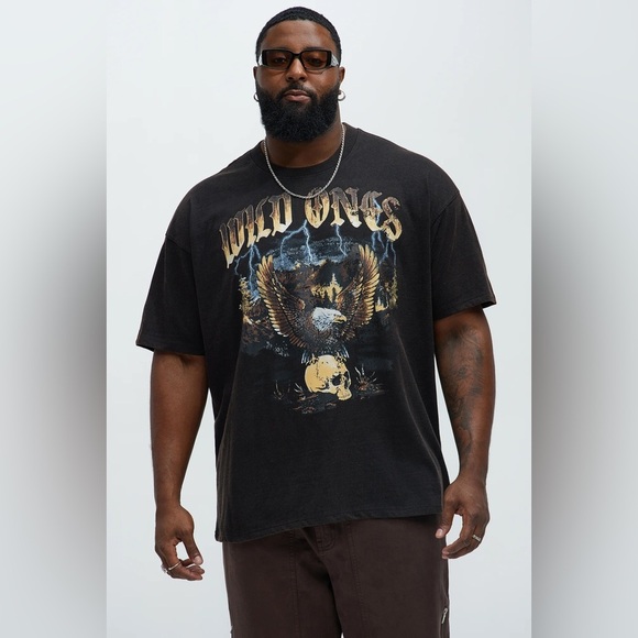 Fashion Nova Other - Fashion Nova • nwt Black Graphic Eagle wild ones Tee PTP 28” L34”